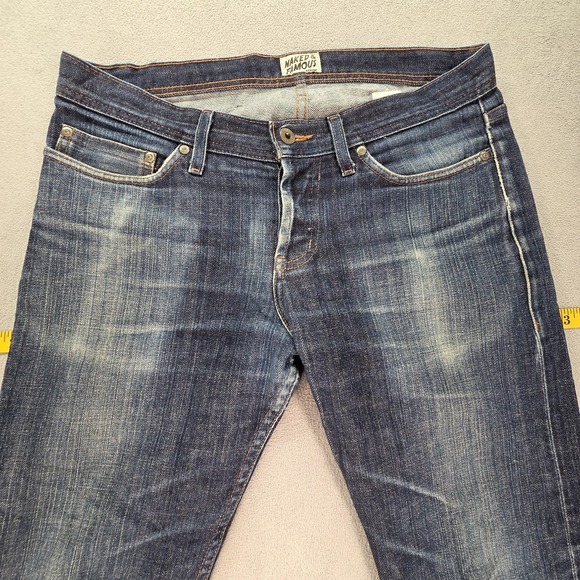 Naked & Famous Jeans Mens Selvedge Blue WeirdGuy Whiskers Honeycomb Fits 33x32 - Picture 11 of 16
